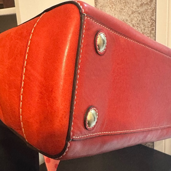 Coach Red Madeline Leather Tote Purse Turnlock Satchel Shoulder Bag Vtg 11553 - Picture 7 of 13